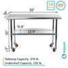 Amgood 18x30 Rolling Prep Table with Stainless Steel Top AMG WT-1830-WHEELS